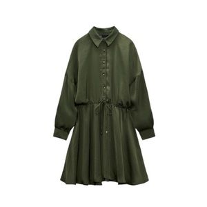 Satin dress in olive green